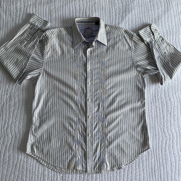 Robert Graham Mens Striped Embroidered Paisley Long Sleeve Shirt Size 2XL.#0041 - Picture 1 of 15